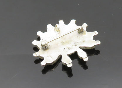ZUNI NAVAJO 925 Silver Vintage Mother Of Pearl Multi Stone Brooch Pin BP8015