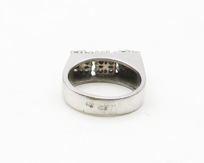 925 Sterling Silver  Blue & White Topaz Graduated Band Ring Sz 8  RG17473