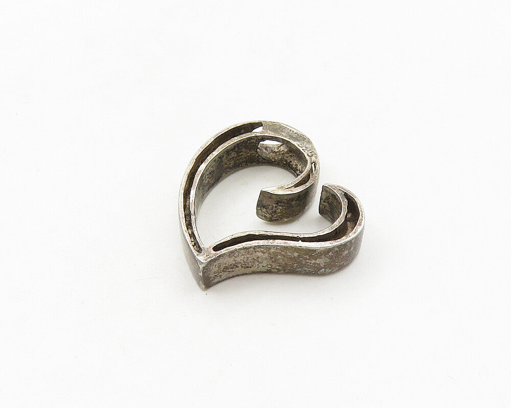 ANZAMI 925 Sterling Silver  Vintage Dark Tone Open Love Heart Pendant  PT15202