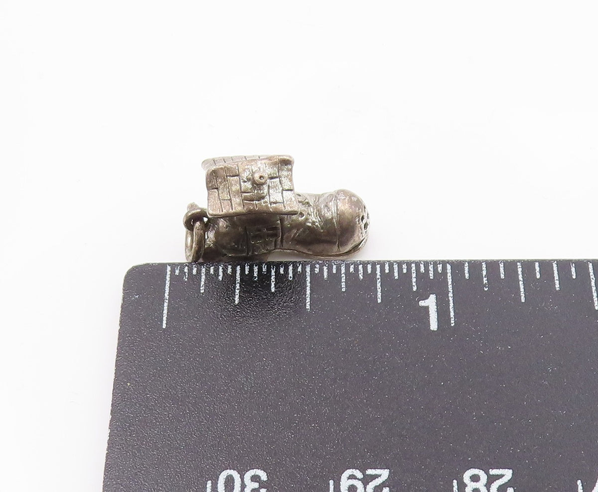 925 Sterling Silver  Vintage Boot House Family Pendant (OPENS)  PT15885