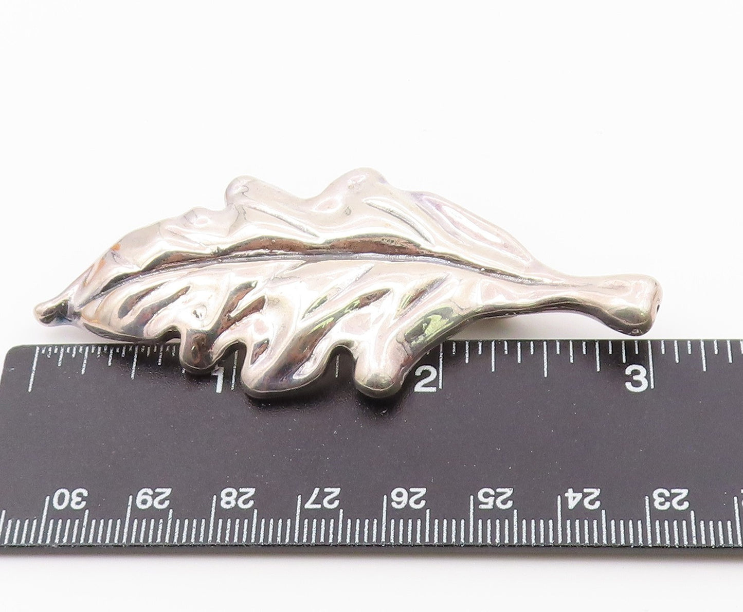 925 Sterling Silver  Vintage Shiny Single Floral Leaf Brooch Pin  BP9159