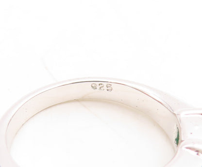925 Sterling Silver Vintage Ring Rectangle Cut Green CZ Band  Sz 6  RG31528