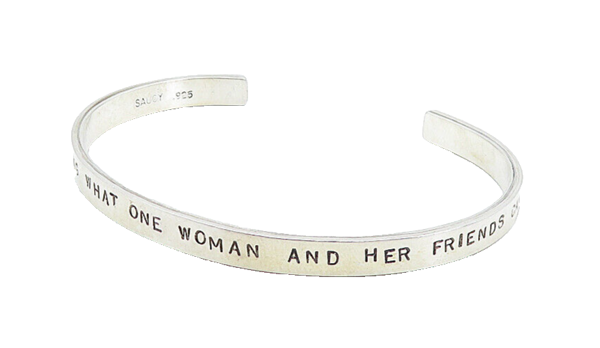 925 Sterling Silver  Vintage Amazing Woman Stamped Quote Cuff Bracelet  BT2562