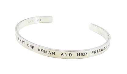 925 Sterling Silver  Vintage Amazing Woman Stamped Quote Cuff Bracelet  BT2562