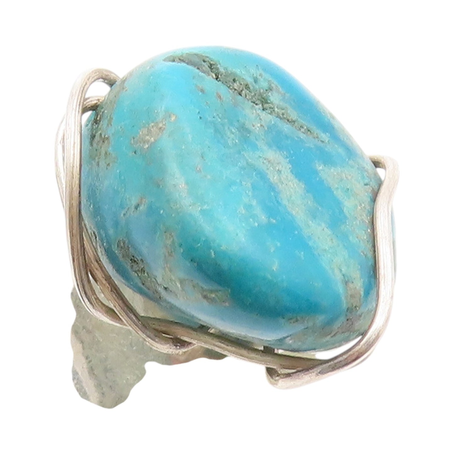 925 Sterling Silver Vintage Ring Designer Amorphas Shape Turquoise SZ 8  RG31947
