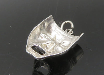 925 Sterling Silver  Vintage Shiny Dramatic Theater Mask Pendant  PT17821