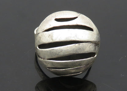 925 Sterling Silver  Vintage Cutout Stripes Dome Band Ring Sz 8  RG21181