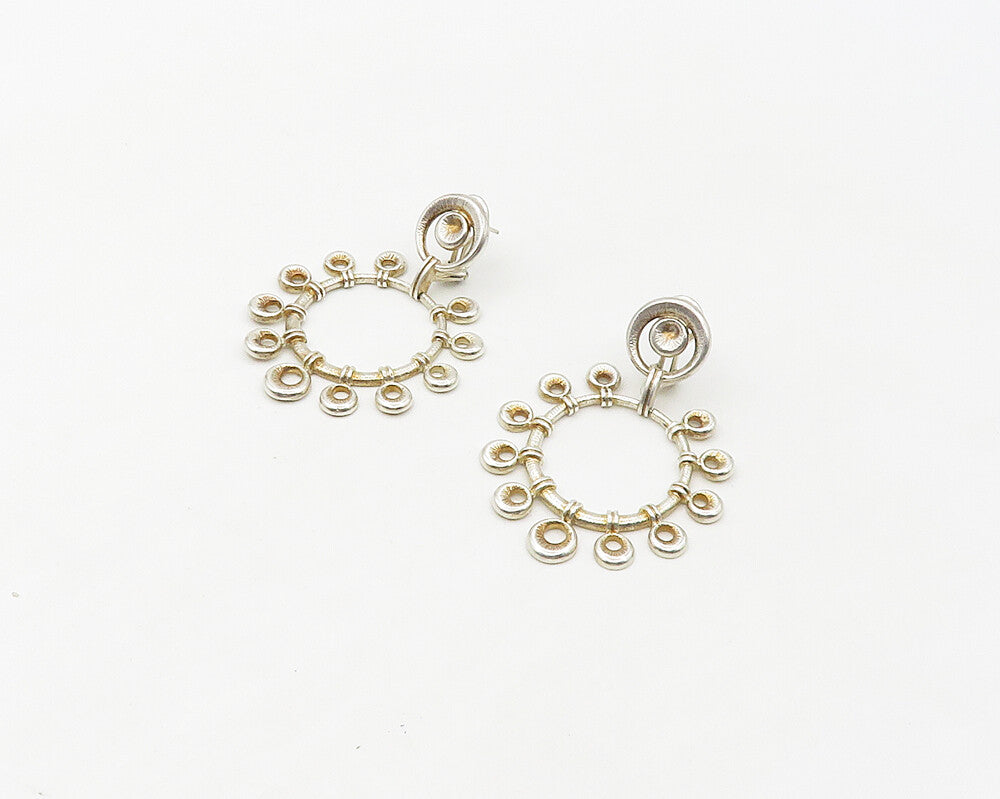 GEORGE ROTH 925 Silver  Vintage Shiny Open Circle Dangle Earrings  EG9012