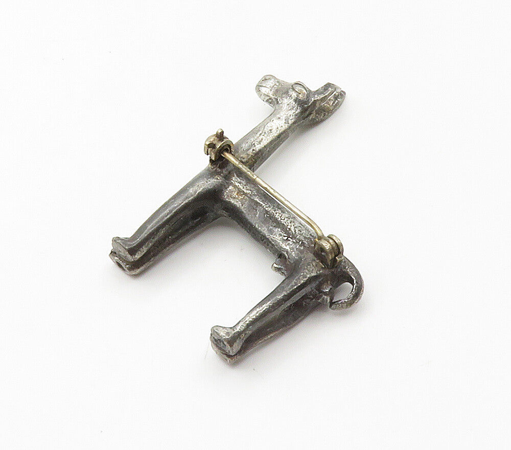 925 Sterling Silver  Vintage Oxidized Alpaca Animal Motif Brooch Pin  BP6007