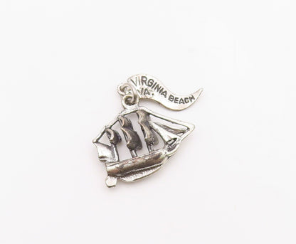 925 Sterling Silver  Vintage Virginia Beach Sailboat Charm Pendant  PT21832