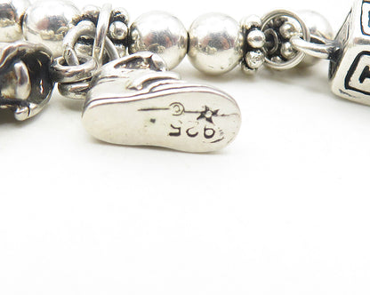 925 Sterling Silver  Vintage Grandma Beaded Name Charm Chain Bracelet  BT4592