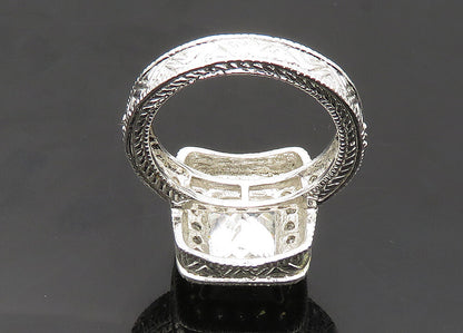925 Sterling Silver  Vintage Shiny Cubic Zirconia Cocktail Ring Sz 10  RG20796
