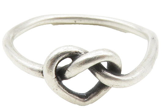 AVERY 925 Sterling Silver  Vintage Open Love Heart Knot Band Ring Sz 7 RG15282
