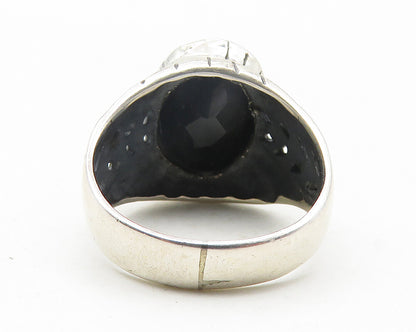 925 Sterling Silver   Black Hematite Floral Vine Cocktail Ring Sz 6  RG11662