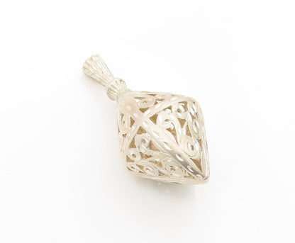 925 Sterling Silver Vintage Pendant Intricate Open Scrollwork Locket  PT25666