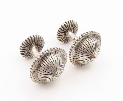 925 Sterling Silver Vintage Cufflinks GISELLE MINOLI Etched Fluted Dome  TR4206