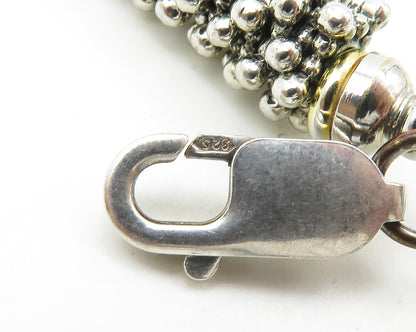 925 Silver & 14K GOLD  Vintage Shiny Two Tone Cluster Chain Necklace  NE2956
