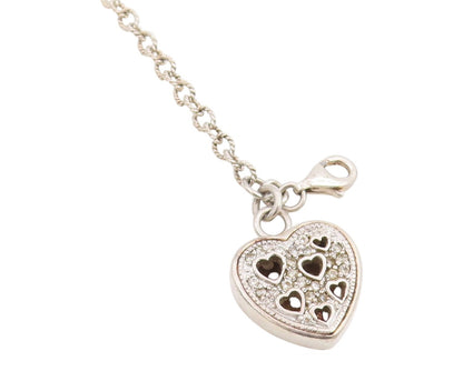 925 Sterling Silver Vintage Bracelet Genuine Diamonds Love Heart Chain  BT11854