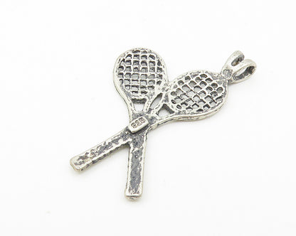 925 Sterling Silver  Vintage Dark Tone Tennis Rackets Sports Pendant  PT8693