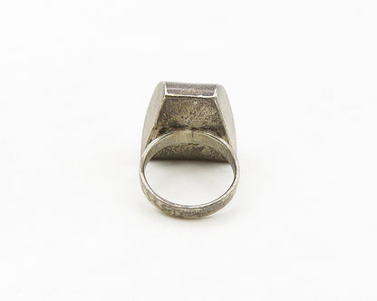 DESIGNER 925 Silver Vintage Dark Tone Hollow Smooth Band Ring Sz 7  RG17410