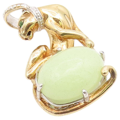 925 Sterling Silver Vintage Pendant Gold Plated MICHAEL VALITUTTI Jade  PT26498