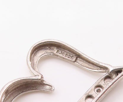 925 Sterling Silver  Genuine Diamonds Open Floral Love Heart Pendant  PT7926