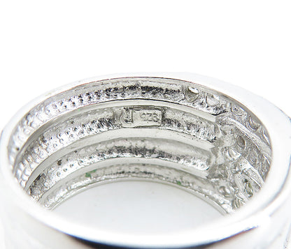 925 Sterling Silver  Sparkling Topaz Shiny Ribbed Band Ring Sz 9  RG5843