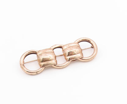 NAPIER 925 Sterling Silver  Vintage Shiny Copper Tone Link Brooch Pin  BP5510