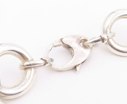 925 Sterling Silver Vintage Necklace Modernist Geometric Circles Link  NE4843