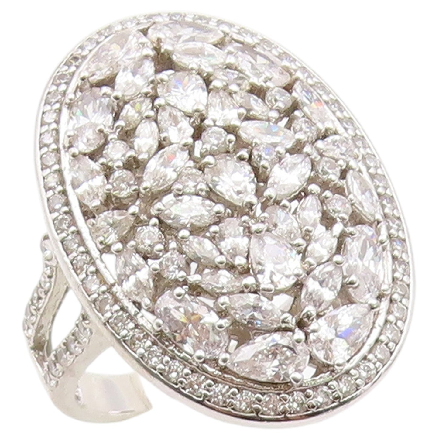 925 Sterling Silver Vintage Ring Multi Shape CZ Cluster Band  Sz 11.5  RG36640