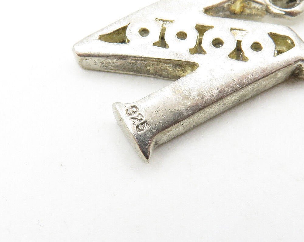 925 Silver  Vintage Cubic Zirconia Letter N Initial Drop Pendant  PT14289