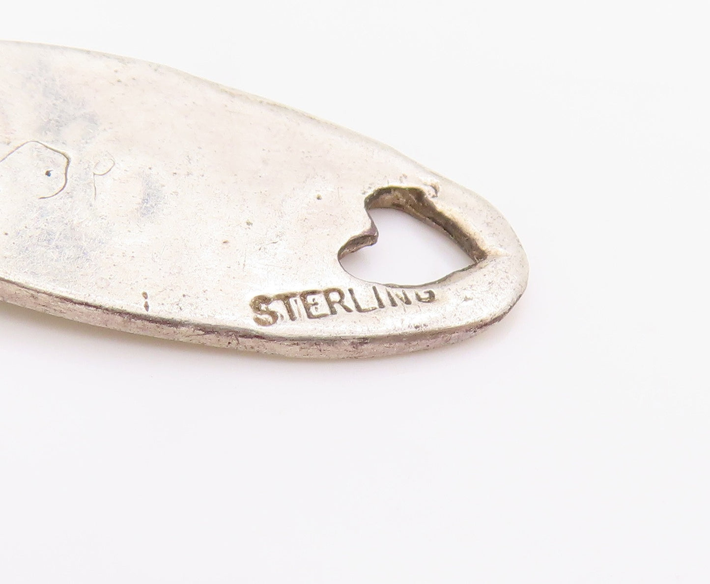 925 Sterling Silver Vintage Pendant Engraved Mom Dual Love Heart Cut Out PT24875