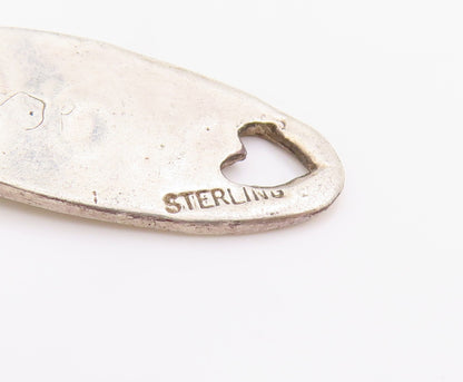 925 Sterling Silver Vintage Pendant Engraved Mom Dual Love Heart Cut Out PT24875