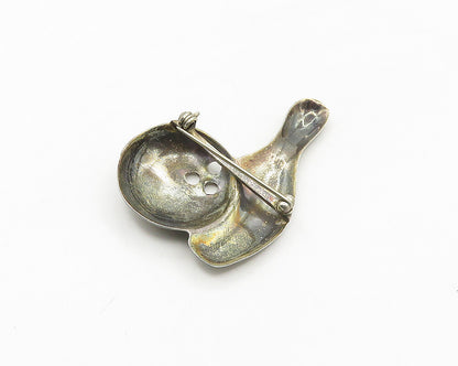 925 Sterling Silver  Vintage Dark Tone Bowling Ball & Pin Brooch Pin  BP7088