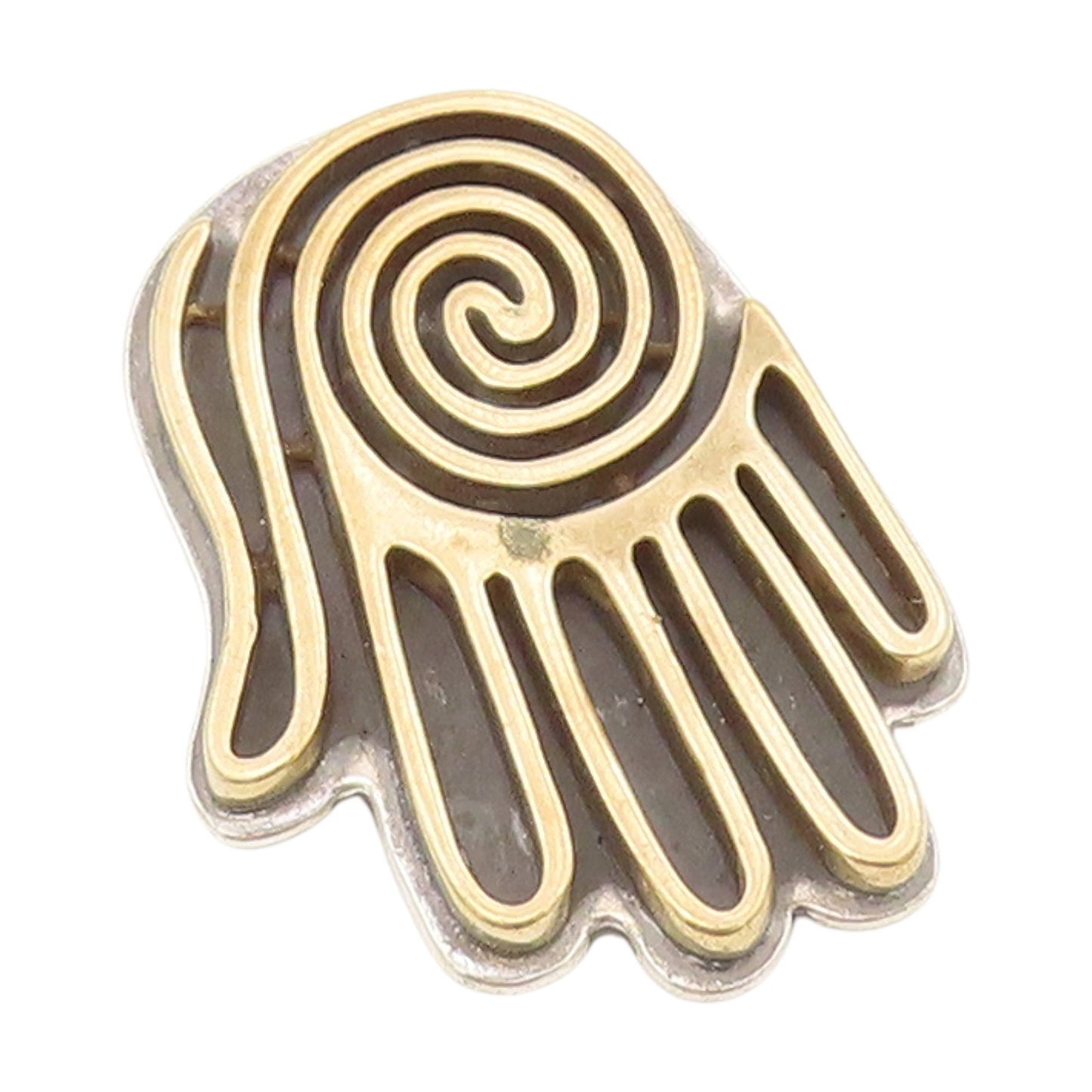925 Sterling Silver Vintage Brooch Pin CAROLYN POLLACK Spiral Hamsa Hand BP12179