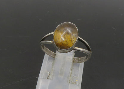 925 Sterling Silver  Vintage Cabochon Cut Tiger's Eye Band Ring Sz 6  RG23085