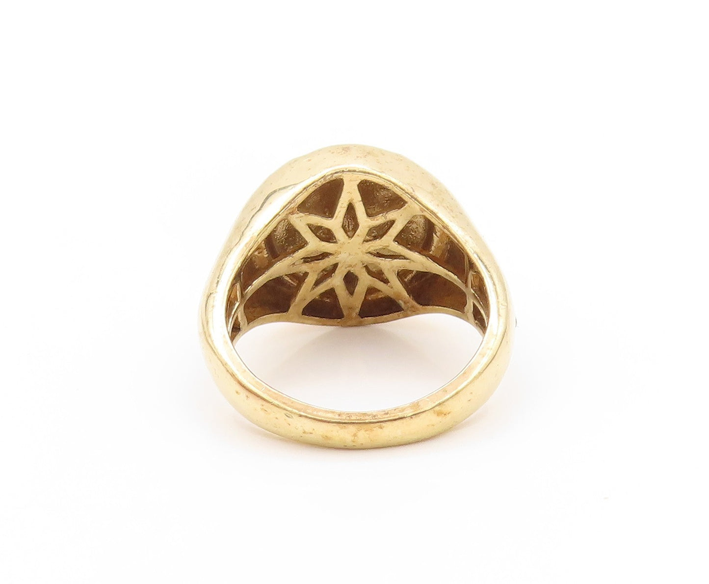 925 Sterling Silver Vintage Ring Gold Plated CZ Inlay Moon & Star  Sz 7  RG32771