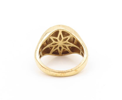 925 Sterling Silver Vintage Ring Gold Plated CZ Inlay Moon & Star  Sz 7  RG32771