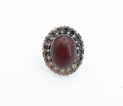 925 Sterling Silver  Vintage Cabochon Cut Jasper Cocktail Ring Sz 8  RG5167