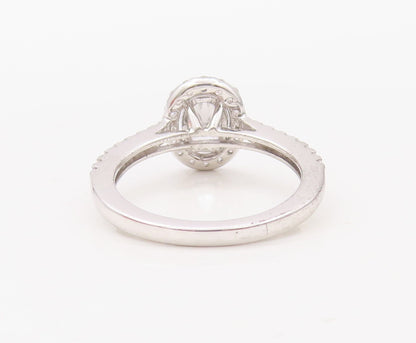 925 Sterling Silver Vintage Ring Oval Cut & Halo CZ Band  Sz 7  RG30781
