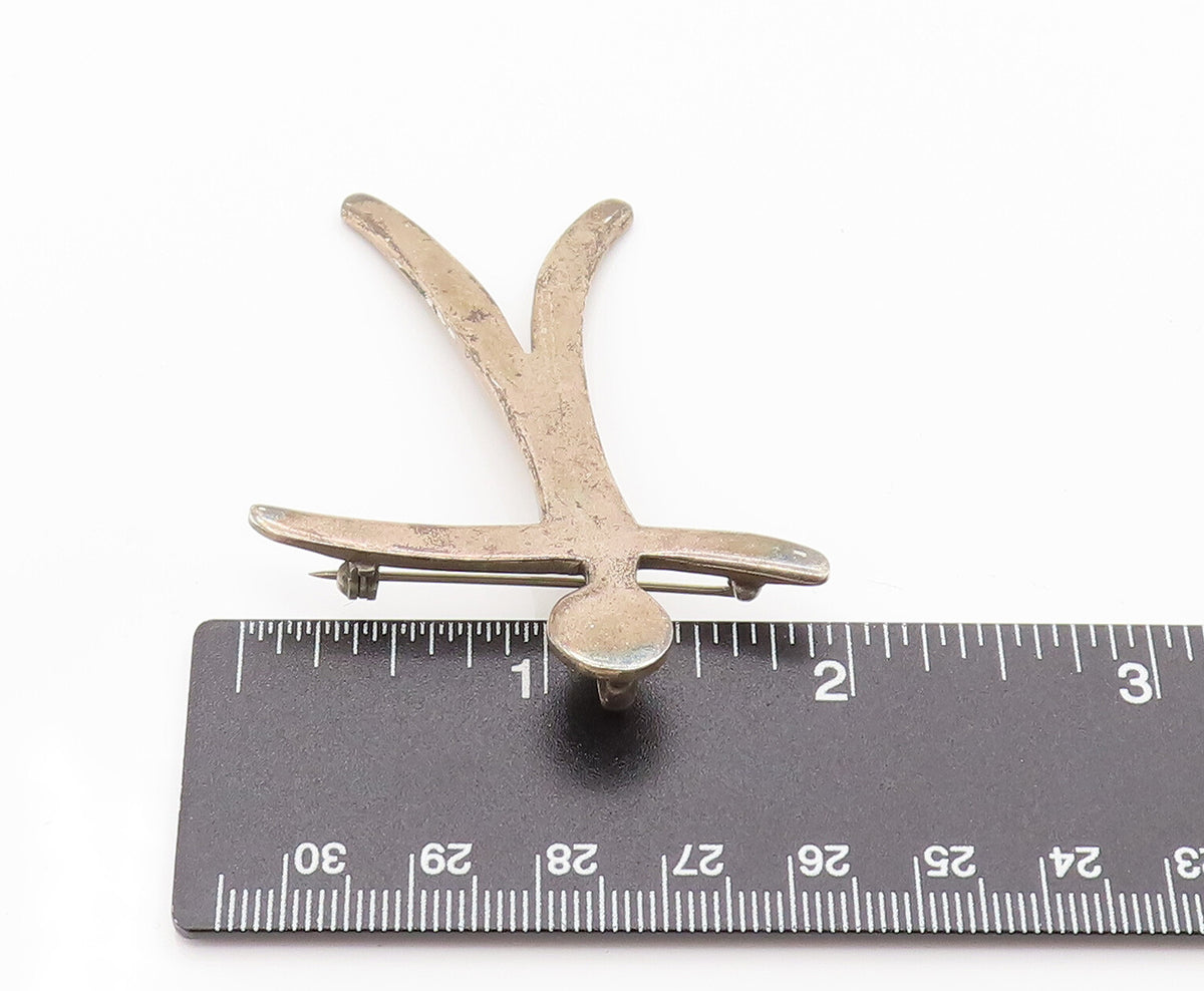 GUNN TRIGERE 925 Sterling Silver Vintage Modernist Figure Brooch Pin BP10128