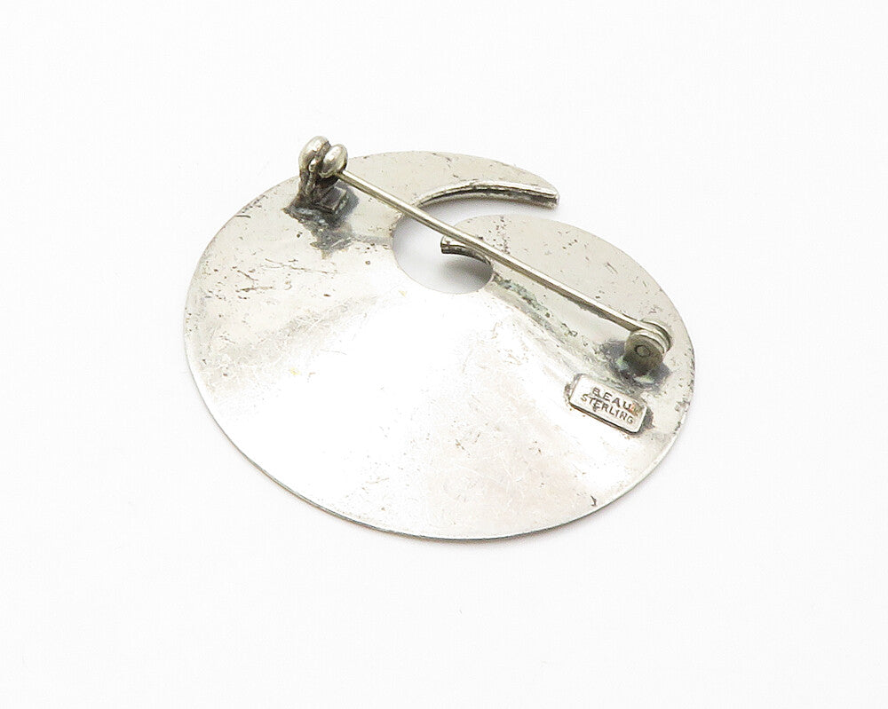 BEAU 925 Sterling Silver  Vintage Etched Detail Spiral Brooch Pin  BP5606