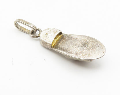 925 Sterling Silver  Vintage Enamel Dotted Sandal Slipper Drop Pendant  PT8131