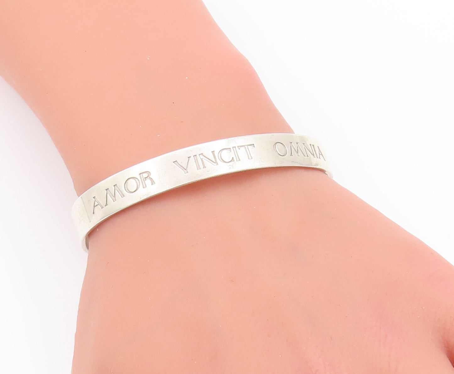 925 Sterling Silver Vintage Bracelet European Love Conquers All Etched  BT10342