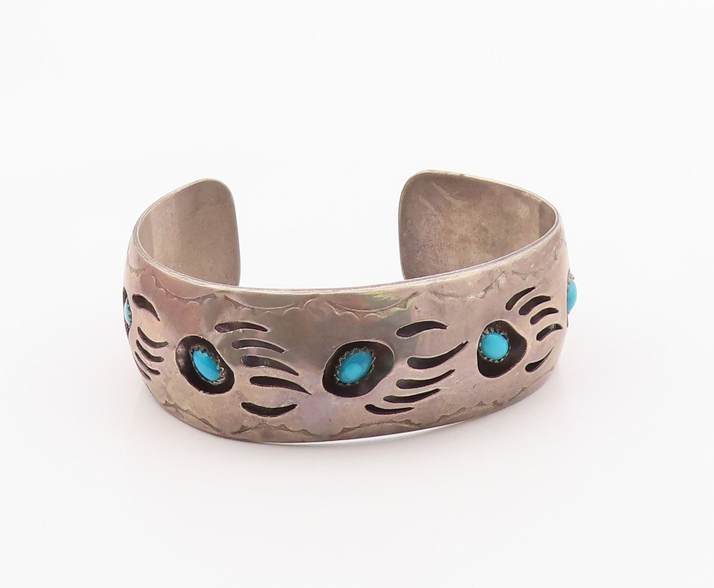 925 Sterling Silver Vintage Bracelet NAVAJO PEARLENE SPENCER Turquoise  BT12107