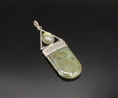 925 Sterling Silver  Vintage Beaded Detail Labradorite Pendant  PT21181