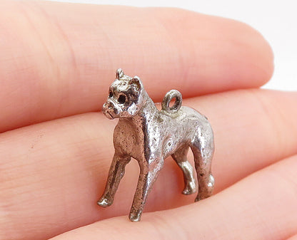 925 Sterling Silver Vintage Petite Sculpted Standing Dog Pendant PT4254
