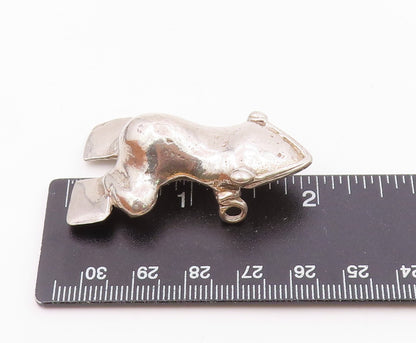 925 Sterling Silver  Vintage Modernist Frog Animal Motif Pendant  PT12107