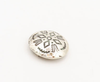 NAVAJO 925 Sterling Silver Vintage Carved Southwestern Button Cover TR3673