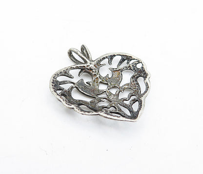 925 Sterling Silver  Vintage Dark Tone Open Design Love Heart Pendant  PT3252